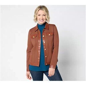 GRAVER Susan Smart Ponte 350 Jacket Faux Leather Combo Cognac,X-Large A658945